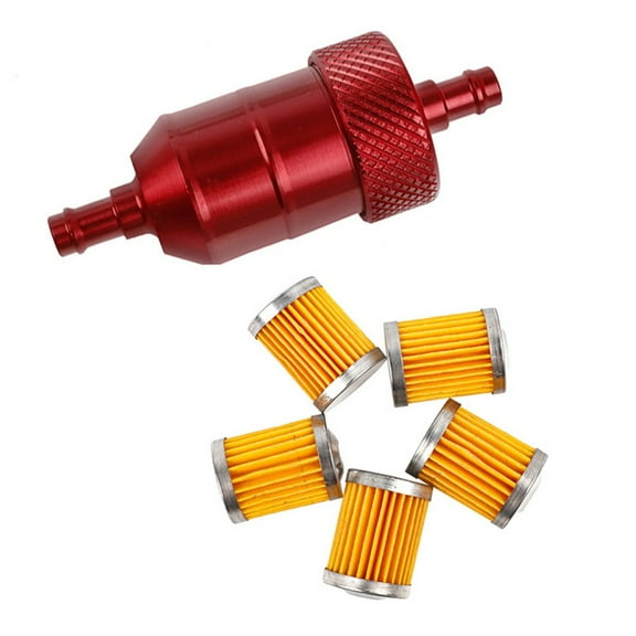 8mm Aluminum Inline Fuel Filter + 5 Filters Motorcycle ATV Accessories