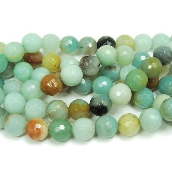 8mm Amazonite Faceted Round Beads Genuine Gemstone Natural Jewelry Making