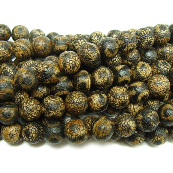 8mm Antiqued Black Tibetan Style Agate Third Eye Beads Genuine Gemstone Natural Jewelry Making