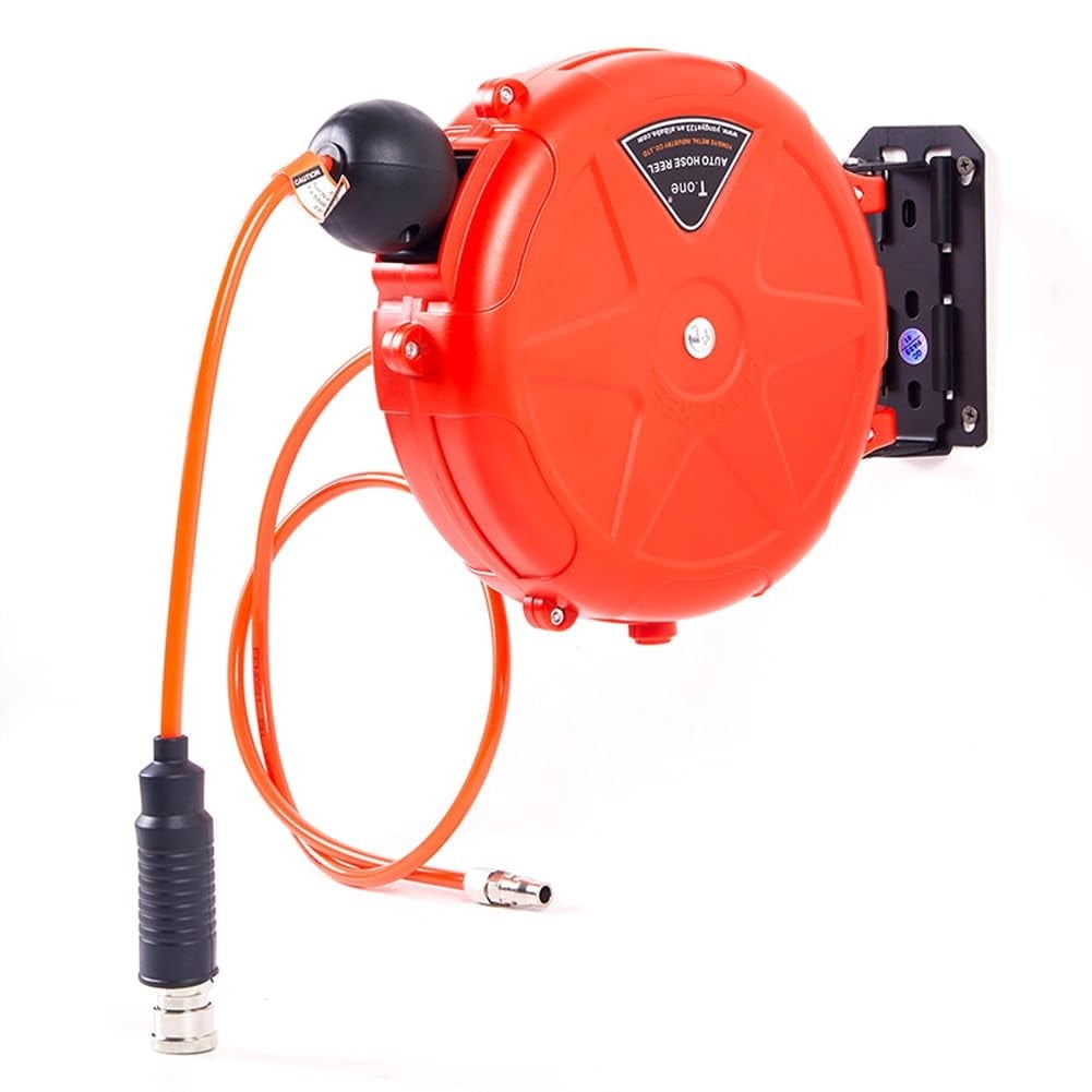 8mm Automatic Retractable Hose Reel for Car Wash, Garden Irrigation, Wall Mount High Pressure Water Pipe Holder, 10m Length