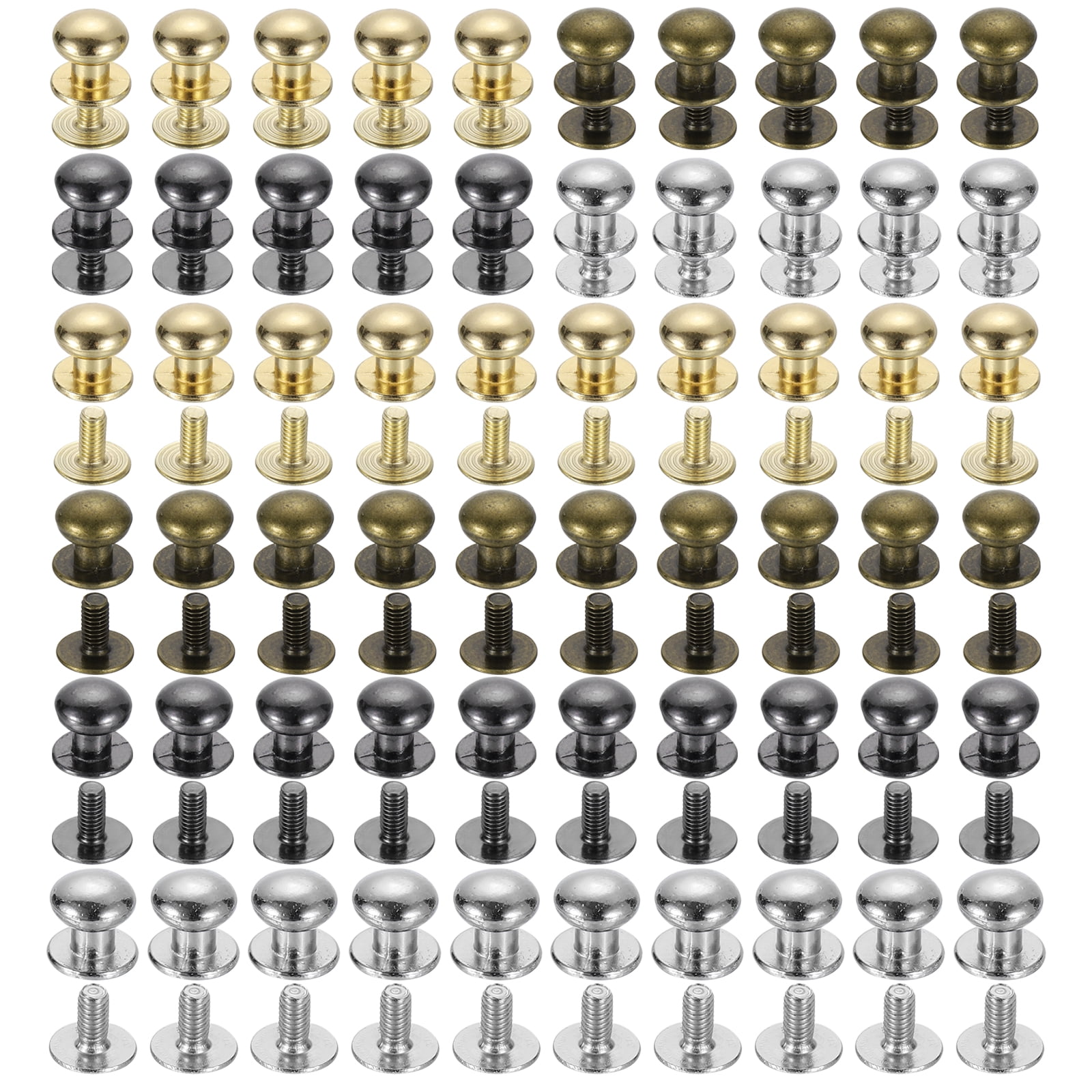 8mm Ball Head Stud Rivets Screw Back, 100Pack Button Nipple Rivet 4 ...