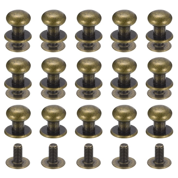 8mm Ball Head Stud Rivets Screw Back, 15Pack Round Head Button Nipple Rivet, Bronze Tone