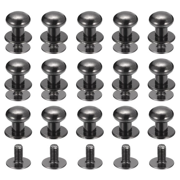 8mm Ball Head Stud Rivets Screw Back, 15Pack Round Head Button Nipple Rivet, Metallic Black