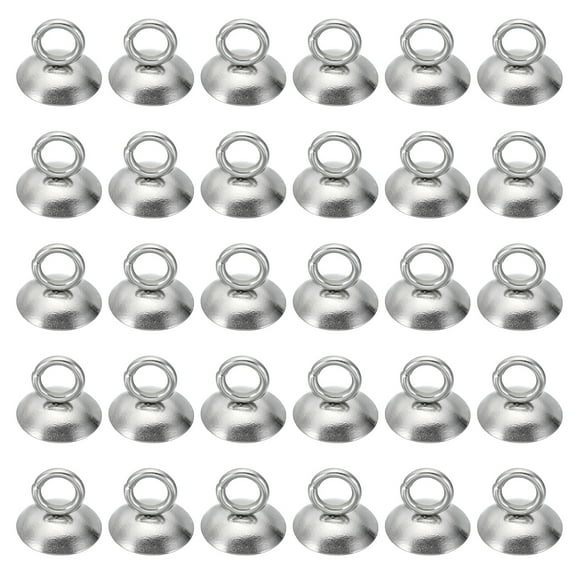8mm Bead Caps, 100 Pcs Bead Cap Bail Pendant Stainless Steel Ornament Caps with Loop for Jewelry Making, Silvery