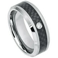 thumbnail image 1 of 8mm Black Carbon Fiber Inlay Wedding Band Ring For Men Or Ladies, 1 of 7