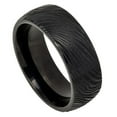 thumbnail image 1 of 8mm Black IP Plated Semi-Dome Laser Carved Mokume Gane EFFECT Wedding Band Ring For Men Or Ladies, 1 of 7