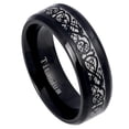 thumbnail image 1 of 8mm Black IP Plated Titanium Ring with Black IP Celtic Design Inlay Wedding Band Ring For Men Or Ladies, 1 of 7