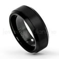 thumbnail image 1 of 8mm Black IP Titanium Ring Beveled Edge Wedding Band TM263PL, 1 of 2