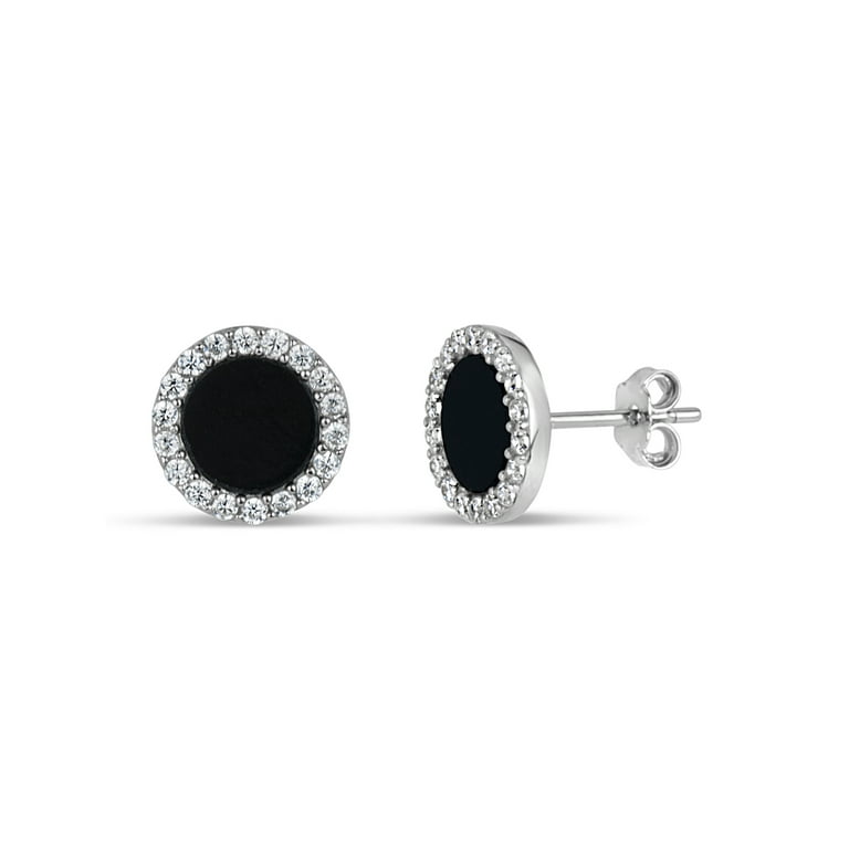 Stud Earrings 8mm Cubic Zirconia Post Rhodium Plated Sterling Silver Stud Earrings 8mm Cubic Zirconia Post Rhodium Plated Sterling Silver