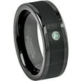 thumbnail image 1 of 8mm Black Pipe Cut Tungsten Ring - 0.07ct Solitaire Alexandrite Ring - Personalized Tungsten Wedding Ring - Custom Made June Birthstone Ring TN374BS, 1 of 1