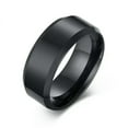 thumbnail image 1 of 8mm Black Polished Smooth Band 316L Stainless Steel Men's Wedding Ring Size 5-13, 1 of 7