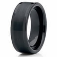 thumbnail image 1 of 8mm Black Tungsten Carbide Ring Brushed Center Custom Engraved Comfort Fit Band (6), 1 of 3