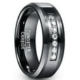 thumbnail image 1 of 8mm Black Tungsten Carbide Rings for Men Cubic Zirconia Inlay Wedding Bands Eternity Ring Brushed Finish, 1 of 5