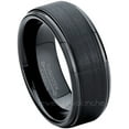 thumbnail image 1 of 8mm Black Tungsten Ring - Brushed Finish Black Ion Plated Comfort Fit Tungsten Carbide Wedding Ring - Men's Tungsten Anniversary Ring - TN083s8, 1 of 3