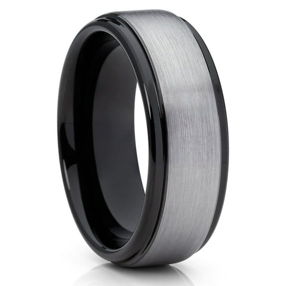8mm Black Tungsten Ring,Tungsten Carbide Ring,Man's Wedding Ring,Black Wedding Ring,Brush