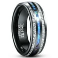 thumbnail image 1 of 8mm Black Tungsten Rings with Abalone Shell Imitated Meteorite Inlay Wedding Bands, 1 of 6