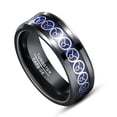 thumbnail image 1 of 8mm Black Tungsten Wedding Band Rings for Men Women Silver Horoscope Taurus Blue Carbon Fiber Inlay Tungsten Carbide Rings, 1 of 4