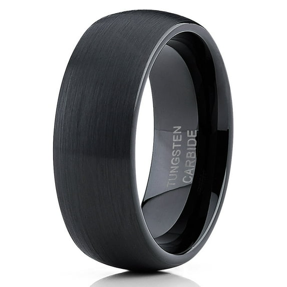8mm Black Tungsten Wedding Band Tungsten Wedding Ring Black Tungsten Ring Brush Men & Women Comfort Fit Ring