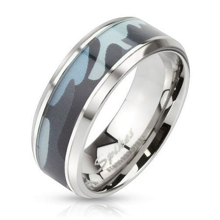 Spikes stainless steel ring blue best sale