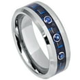 thumbnail image 1 of 8mm Blue Carbon Fiber Inlay, Brushed Finish Wedding Band Ring For Men Or Ladies, 1 of 7
