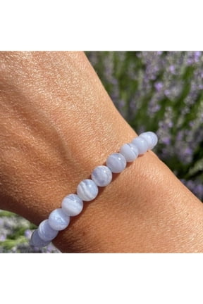 8mm Blue Lace Agate Healing Inner Peace Calming Reiki Stretch Bracelet Gift