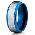 thumbnail image 1 of 8mm Blue Tungsten Wedding Band - Silver Tungsten - Blue Tungsten Ring (8.5), 1 of 4
