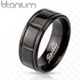 thumbnail image 1 of 8mm Box Grooved Solid Titanium Black IP Band Men's Ring (SIZE: 12), 1 of 1