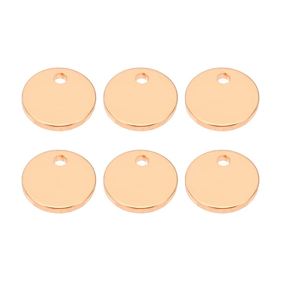 8mm Brass Disc, 6pcs Metal Stamping Blanks Tags Circle Charm Pendants Round Metal Plate for Laser Engraving Stamping Keychain Making, Rose Gold