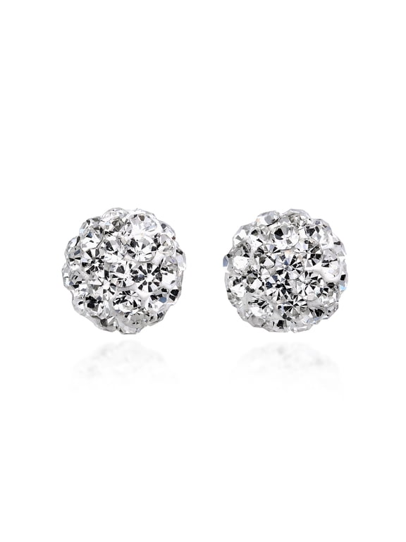 8mm Brilliant Disco White CZ Ball .925 Silver Stud Earrings