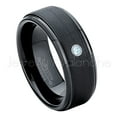 thumbnail image 1 of 8mm Brushed Black Mens Tungsten Ring - 0.07ct Solitaire Topaz Ring - Personalized Tungsten Wedding Ring - Custom Made November Birthstone Ring TN083BS, 1 of 1