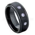 thumbnail image 1 of 8mm Brushed Black Mens Tungsten Ring - 0.21ctw Tanzanite 3-stone Band - Personalized Tungsten Wedding Ring - Custom Made December Birthstone Ring TN083BS, 1 of 1