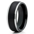 thumbnail image 1 of 8mm Brushed Black Tungsten Carbide Ring Silver Unique Edges Wedding Band (6), 1 of 3