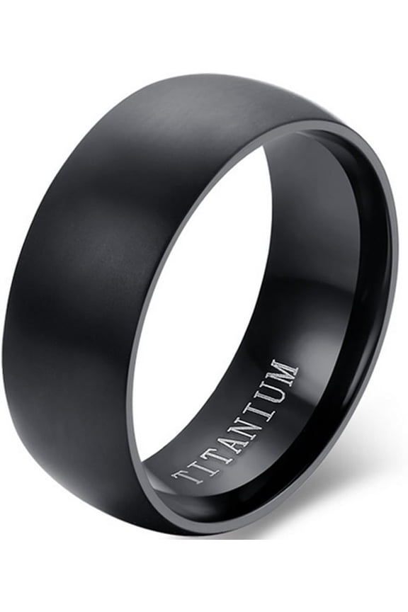 8mm Brushed Matte Solid Titanium Ring Wedding Band
