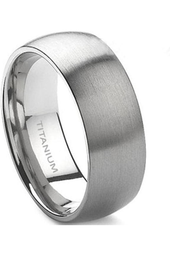 8mm Brushed Matte Solid Titanium Ring Wedding Band