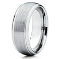 thumbnail image 1 of 8mm Brushed Silver Tungsten Carbide Wedding Ring Polished Edges Dome Shape Classic Comfort Fit Band Mens Womens 10, 1 of 3