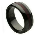 thumbnail image 1 of 8mm Burgundy Simulated Wood Inlay Wedding Band Ring For Men Or Ladies, 1 of 7