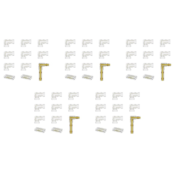 8mm COB 40Pc L-Shaped/Corner Connector,10Pc Gapless Connectors for COB LED Strip Lights,NOT for 10mm Tape Lights