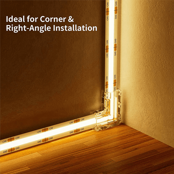 8mm COB Connector 32Pc L-Shaped/Corner Connector,8Pc Gapless Connectors for COB LED Strip,NOT for 10mm Tape Lights