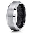 thumbnail image 1 of 8mm Carbon Fiber Tungsten Ring - Silver Tungsten - Tungsten Wedding Band - Mens (10), 1 of 3