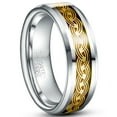 thumbnail image 1 of 8mm Celtic Knot Tungsten Rings for Unisex Wood Inlay Eternity Wedding Band Size 7-12, 1 of 3