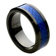 thumbnail image 1 of 8mm Ceramic Beveled Edge with Blue Carbon Fiber Inlay Wedding Band Ring For Men and Ladies, 1 of 4
