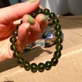 thumbnail image 1 of 8mm Charming Natural Green Aerolites Czech Crystal Stone Raw Stone Grinding Bead Meteorite Bracel, 1 of 3