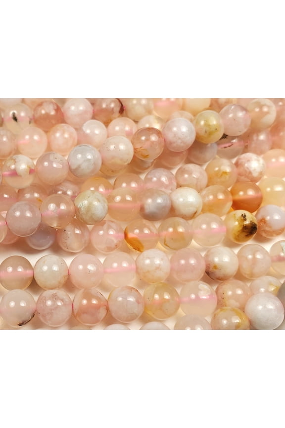 8mm Cherry Blossom Agate Smooth Round Beads Genuine Gemstone Natural Jewelry Making