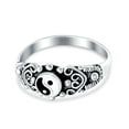 thumbnail image 1 of 8mm Chinese Yin Yang Band Oxidized Ring 925 Sterling Silver Size 12, 1 of 6
