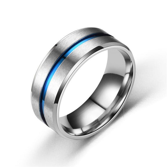 8mm Classic Fashion Two-tone Brushed Stainless Steel Ring For Men