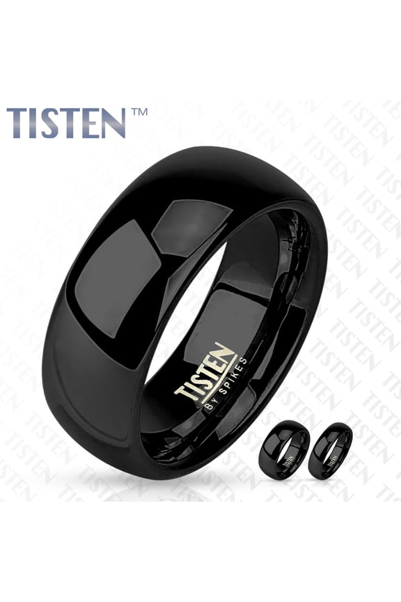 8mm Classic Wedding Band Glossy Finish Black IP Tisten (Tungsten+Titanium) Ring (SIZE: 9)