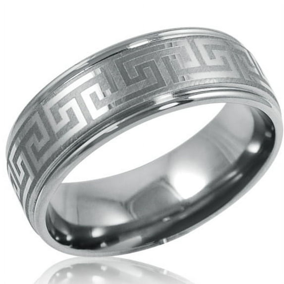 8mm Comfort Fit Greek Key Titanium Wedding Band (Choose Your Ring Size 8-12 1/2) sz 12