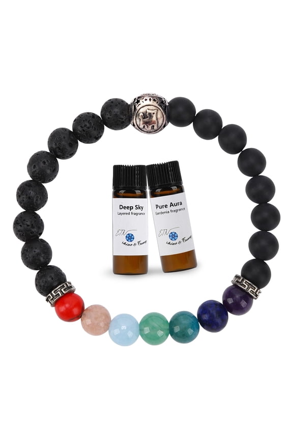 8mm Constellation Energy Crystal Lava Rock Bead Chakra Bracelet Customized Essential Oil Diffuser Gift Box for Aromatherapy, Birthday and Valentines Day Gift (Taurus) C113