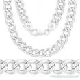 thumbnail image 1 of 8mm Cuban / Curb Link D-Cut Pave Italian Chain Necklace in .925 Sterling Silver, 1 of 2