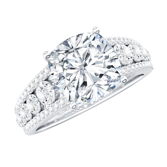 Rosec Jewels Moissanite Cushion Cut Engagement Ring for Women - 8 mm - Solitaire Ring - D-VS1 Quality Certified, 925 Sterling Silver, US 4.00